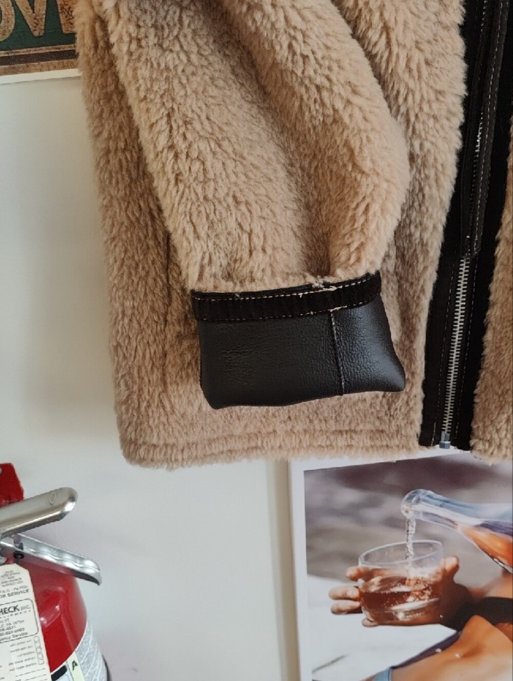 Zara Women Tan Faux Sherpa Puffer Jacket - Picture 3 of 6